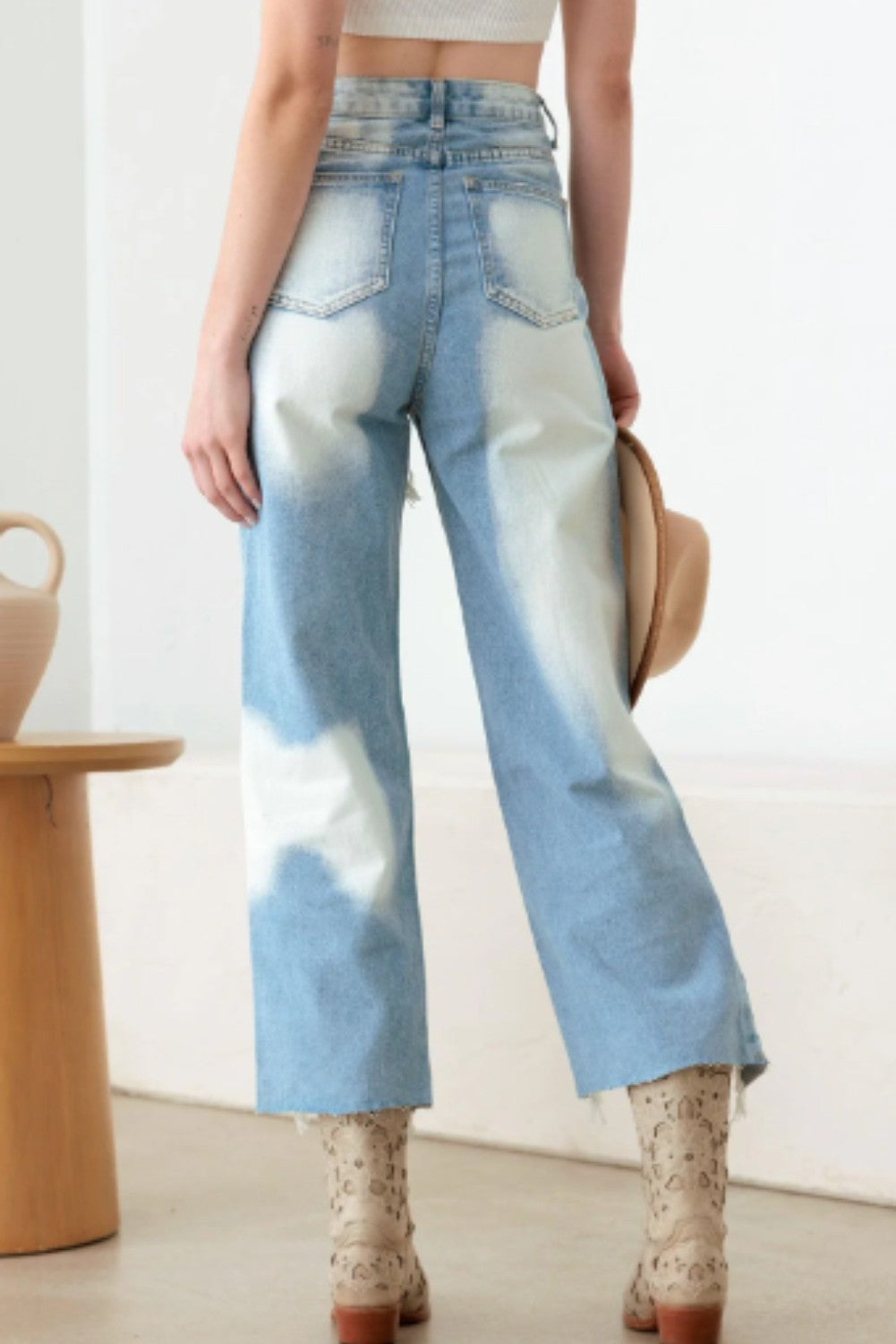 Light Blue Distressed Stylish Cut Jeans - Ballimart