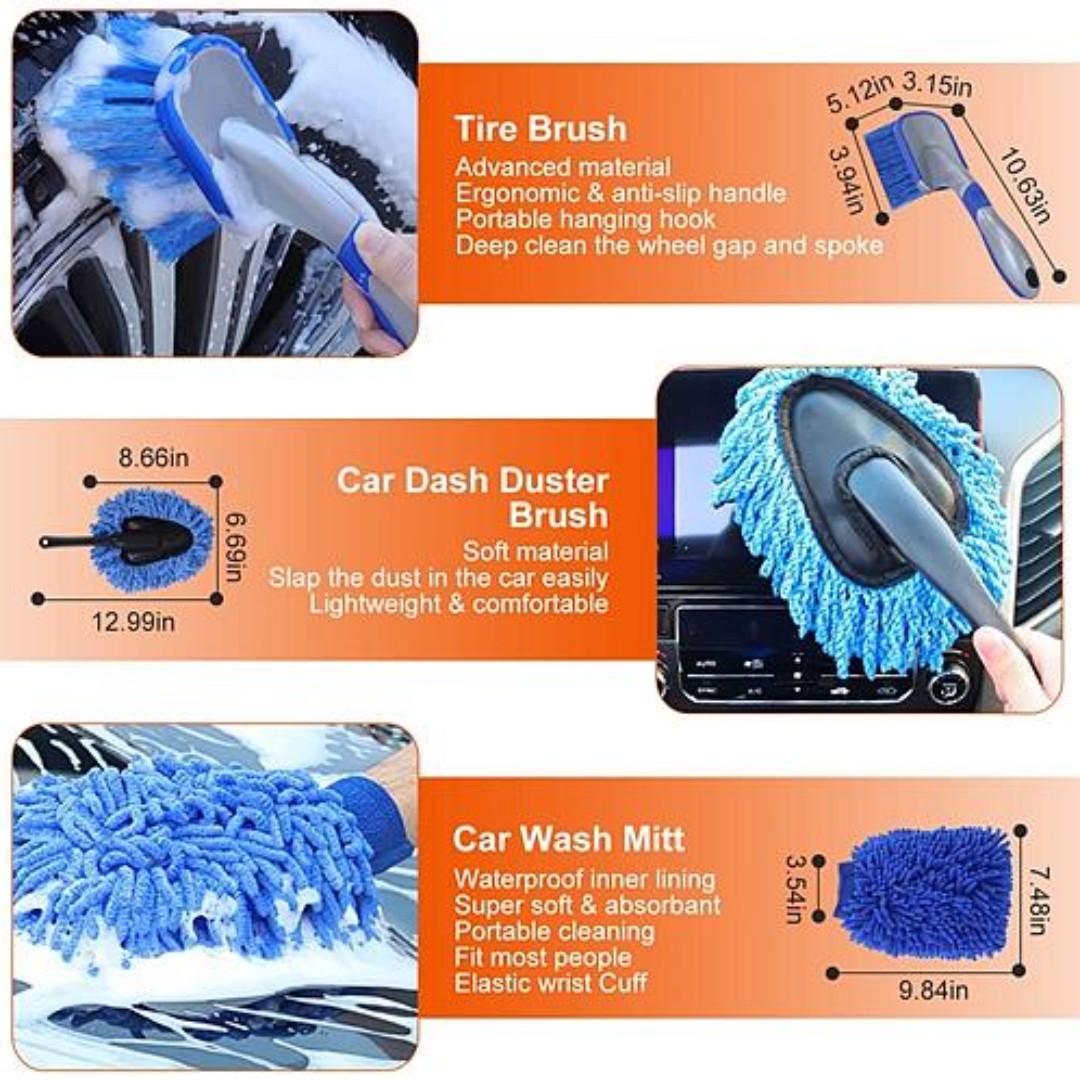 26Pcs Car Detailing Brush Kit - Complete Exterior and Interior Car Cleaning Set - Ballimart
