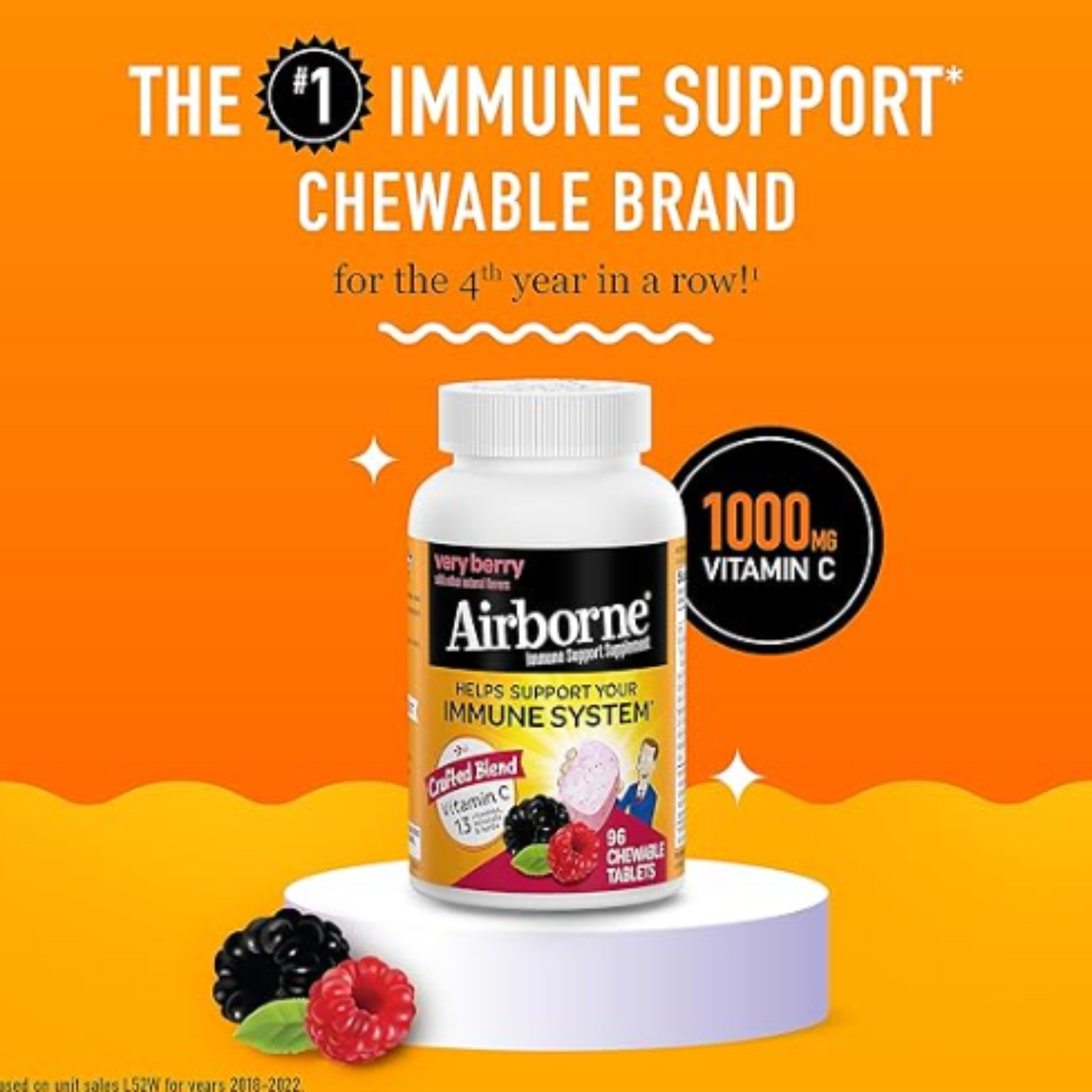 Airborne Chewable Tablets With Vitamin C - Berry - 32 Tablets