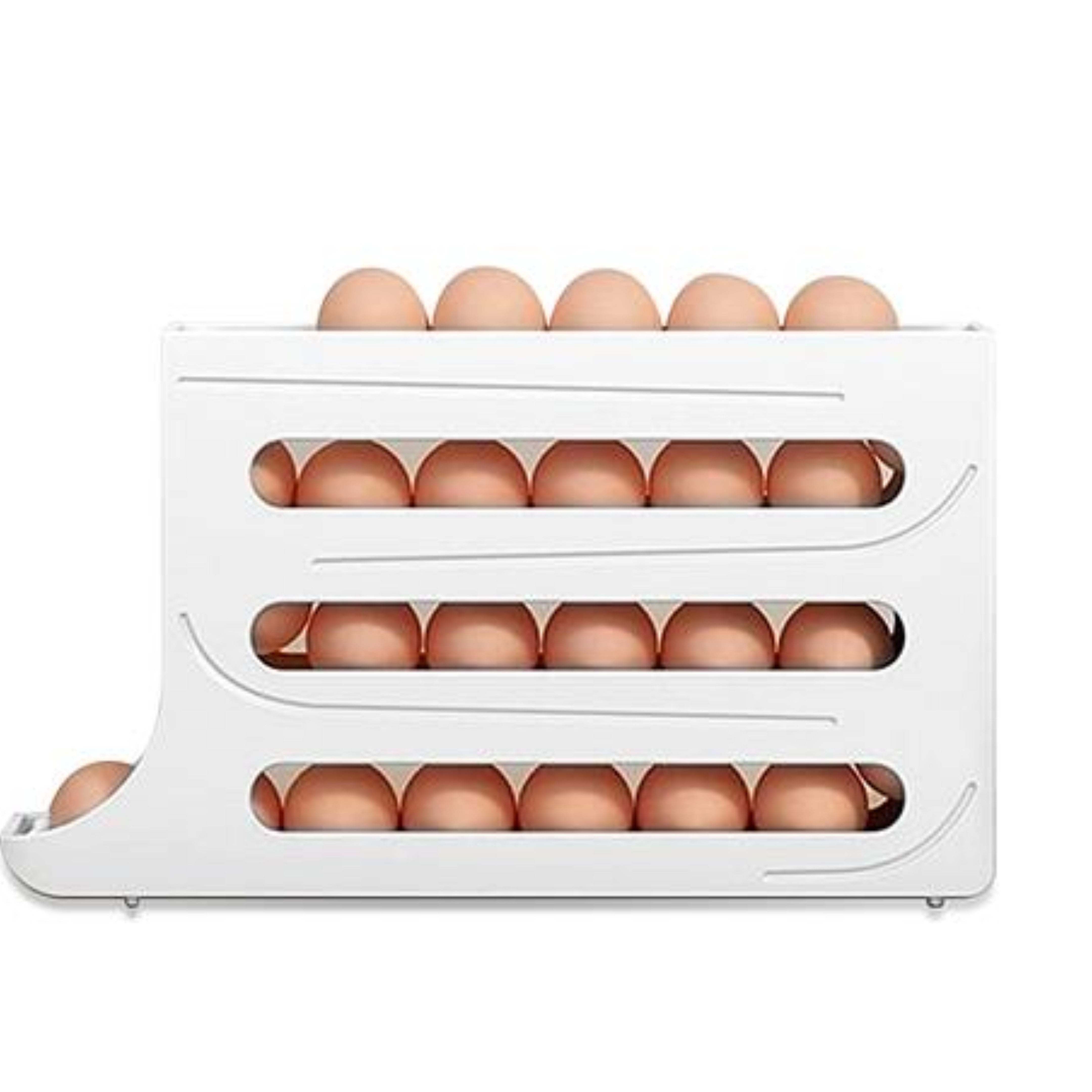 NewHome 3Pcs 4 Tiers Egg Holder - Auto Rolling Fridge Egg Organizer