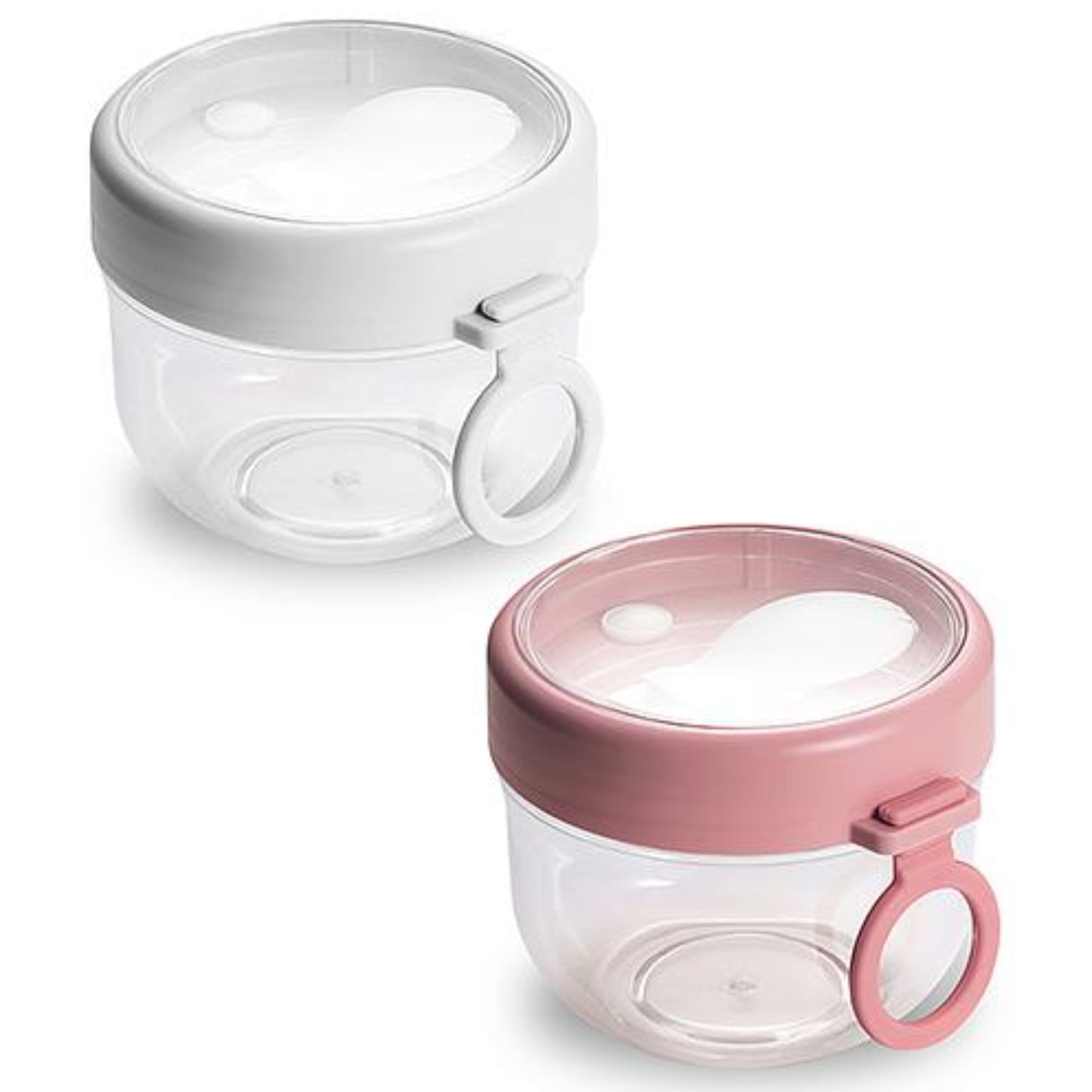 4Pcs Overnight Oats Containers with Lids and Folding Spoons - 20OZ Portable Leak-proof Oats Jars for Milk, Vegetable and Fruit Salad, Yogurt, Breakfast, Cereal