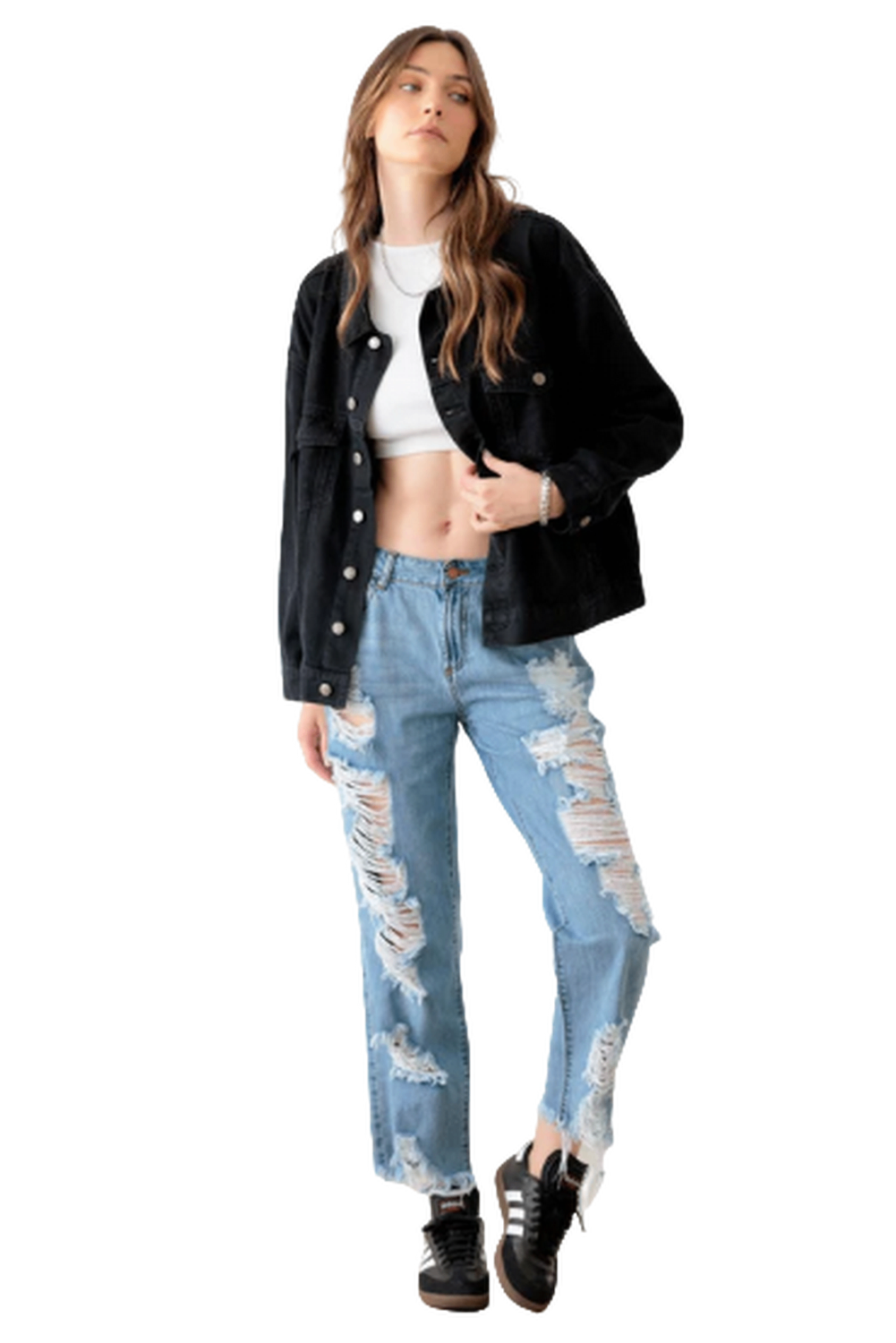 Black "EPIPHANY" Graphic Denim Jacket - Ballimart