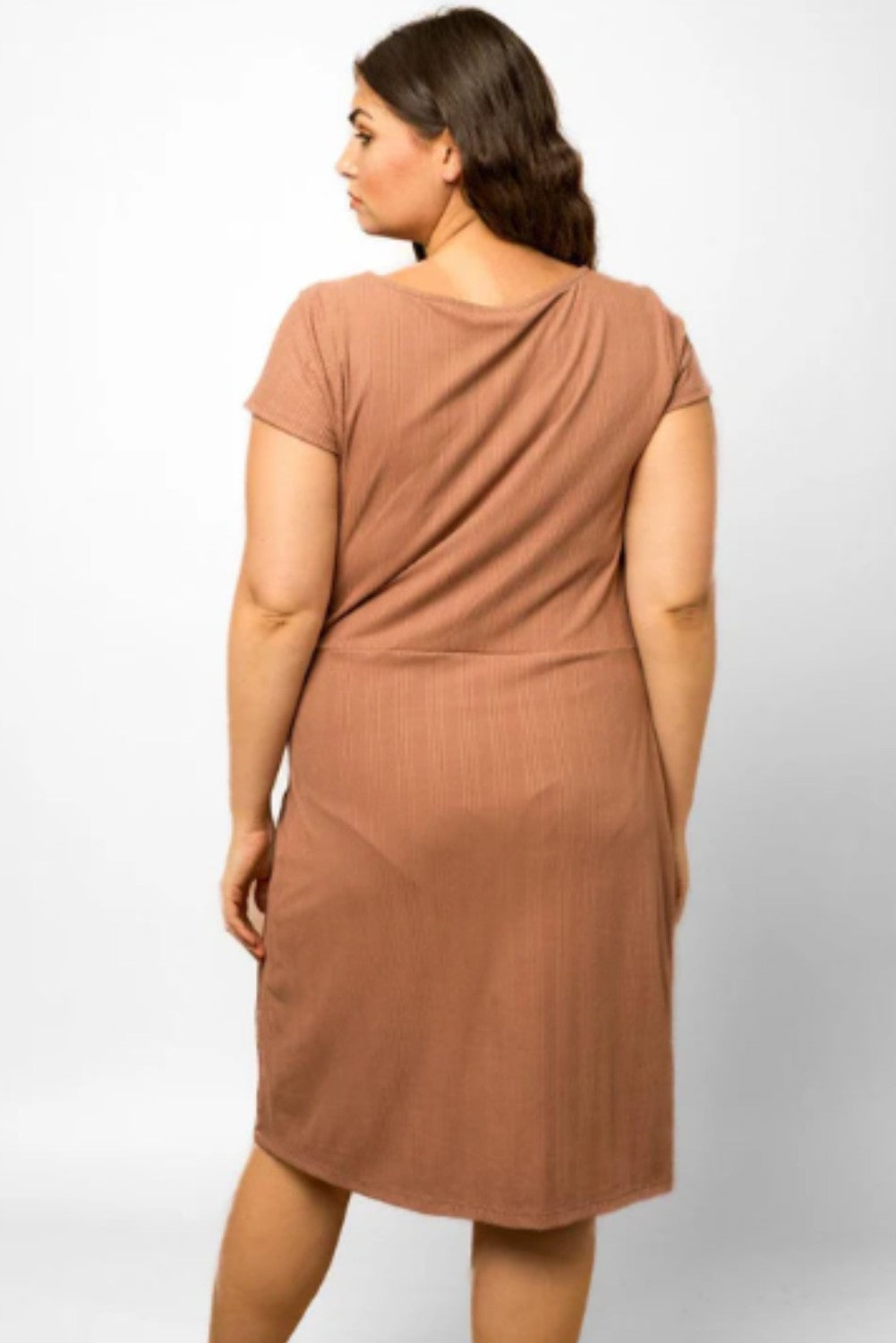 Plus Size Short Sleeve Side Waist Tie Dress - Ballimart