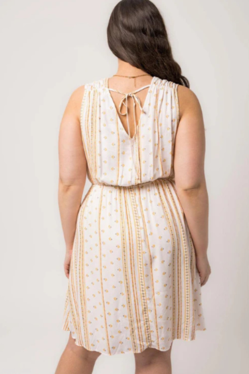 Plus Size Sleeveless Surplice Back Tie Floral Mini Dress - Ballimart