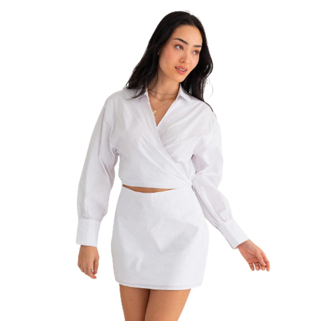 Classic Cut Out Twisted Front Shirt Dress - Ballimart