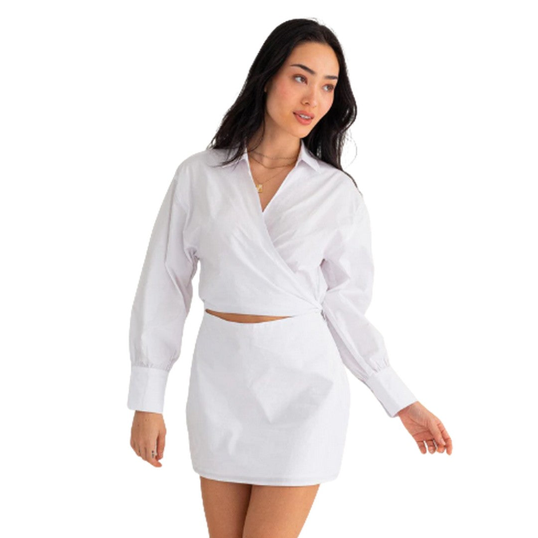 Classic Cut Out Twisted Front Shirt Dress - Ballimart