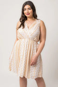 Plus Size Sleeveless Surplice Back Tie Floral Mini Dress - Ballimart
