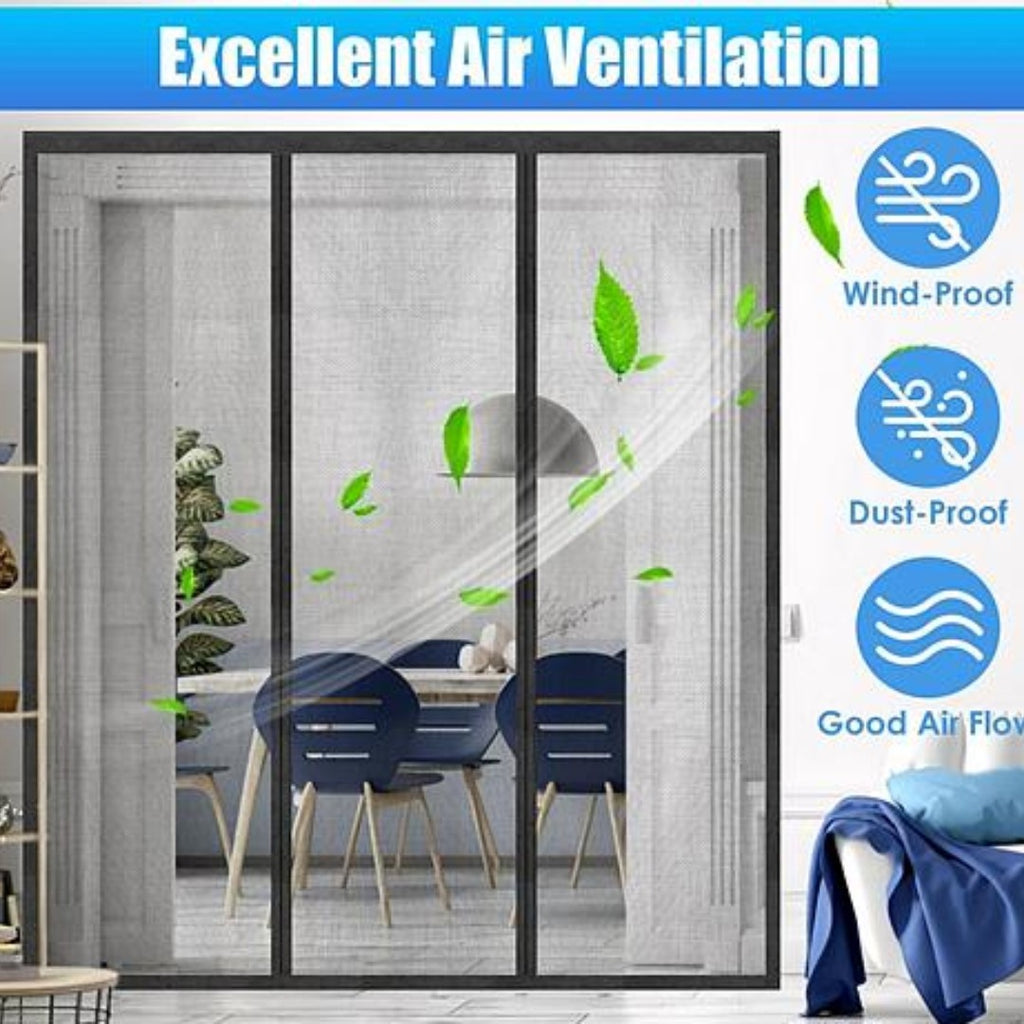 NewHome 2Pcs 72 x 80in Magnetic Screen Door - Double Door Screen Curtain Self Sealing Mesh for Sliding Door, Patio Door, French Door - Ballimart