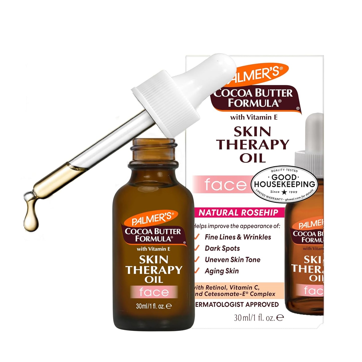 Palmer's Cocoa Butter Formula Moisturizing Skin Therapy Oil for Face with Vitamin E, C