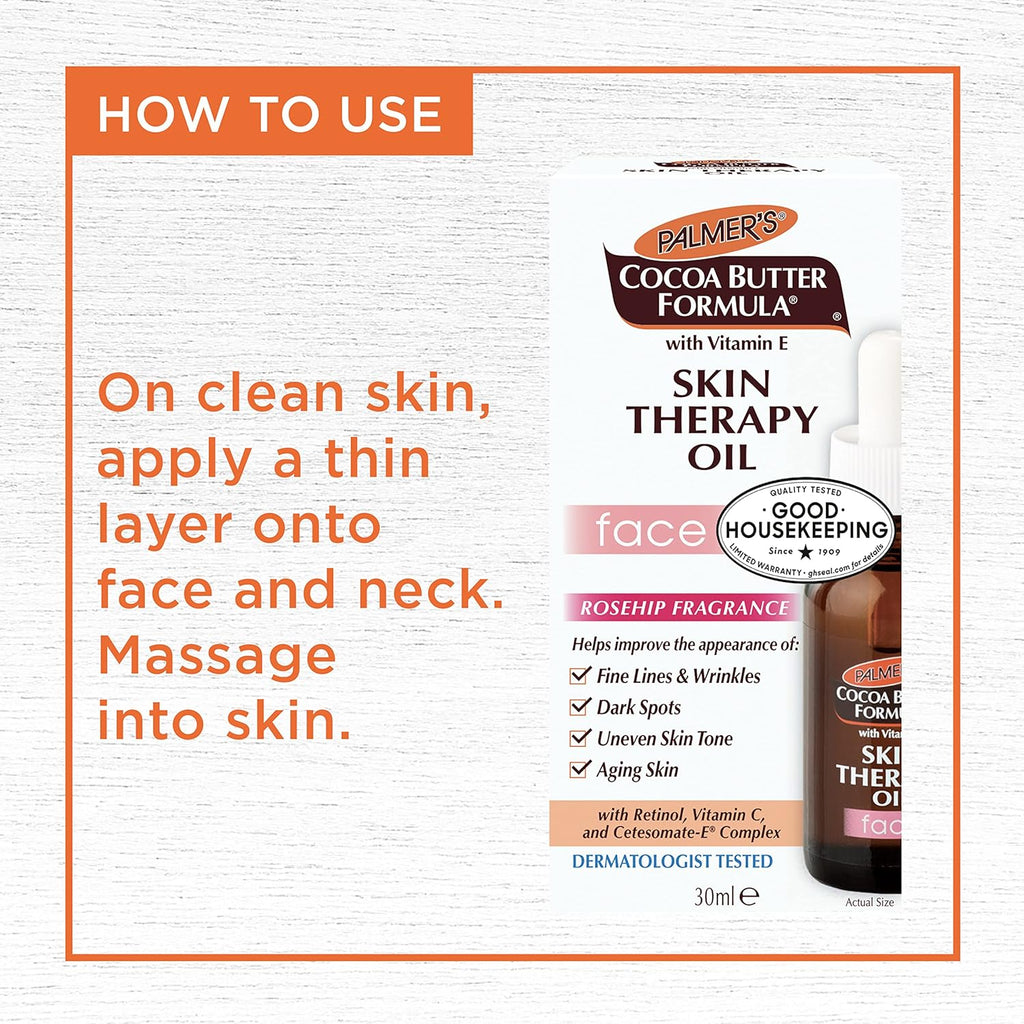 Palmer's Cocoa Butter Formula Moisturizing Skin Therapy Oil for Face with Vitamin E, C
