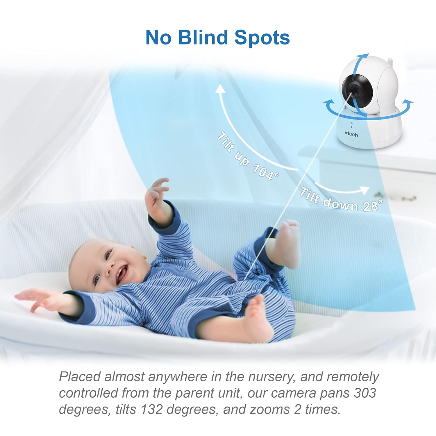 VTech VM923-2 Baby Monitor with 2.8” Screen, Pan-Tilt-Zoom, and Night Vision