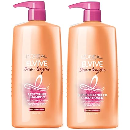 L'Oreal Paris Elvive Dream Lengths Shampoo & Conditioner Kit – Restores Damage, Seals Split Ends, Paraben-Free, 1 Kit