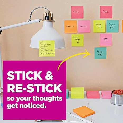 Post-it Super Sticky Notes – 3x3 in, 15 Pads with 2X Sticking Power
