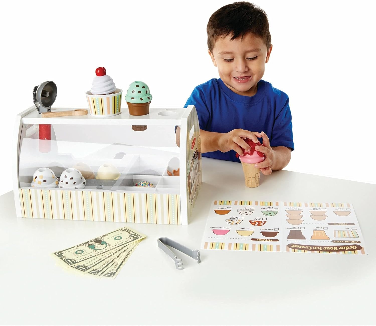 Melissa & Doug Wooden Scoop & Serve Ice Cream Counter (28 pcs) - Ballimart