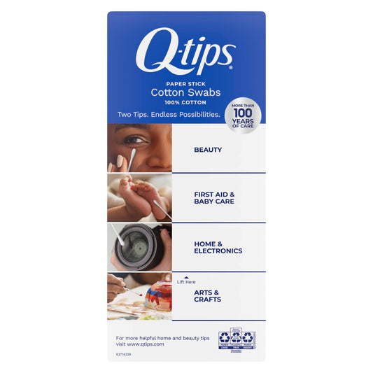 Q-tips Cotton Swabs - Original 100% Cotton Swabs for Hygiene, Beauty & Baby Care | 625 Count, Sustainable Paper Sticks - Ballimart
