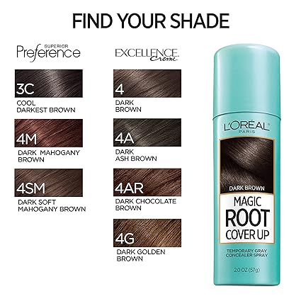 L'Oreal Paris Root Cover Up Spray - Temporary Gray Concealer for Dark Brown Hair, Lightweight, Ammonia-Free Formula for Seamless Coverage, Pack of 2