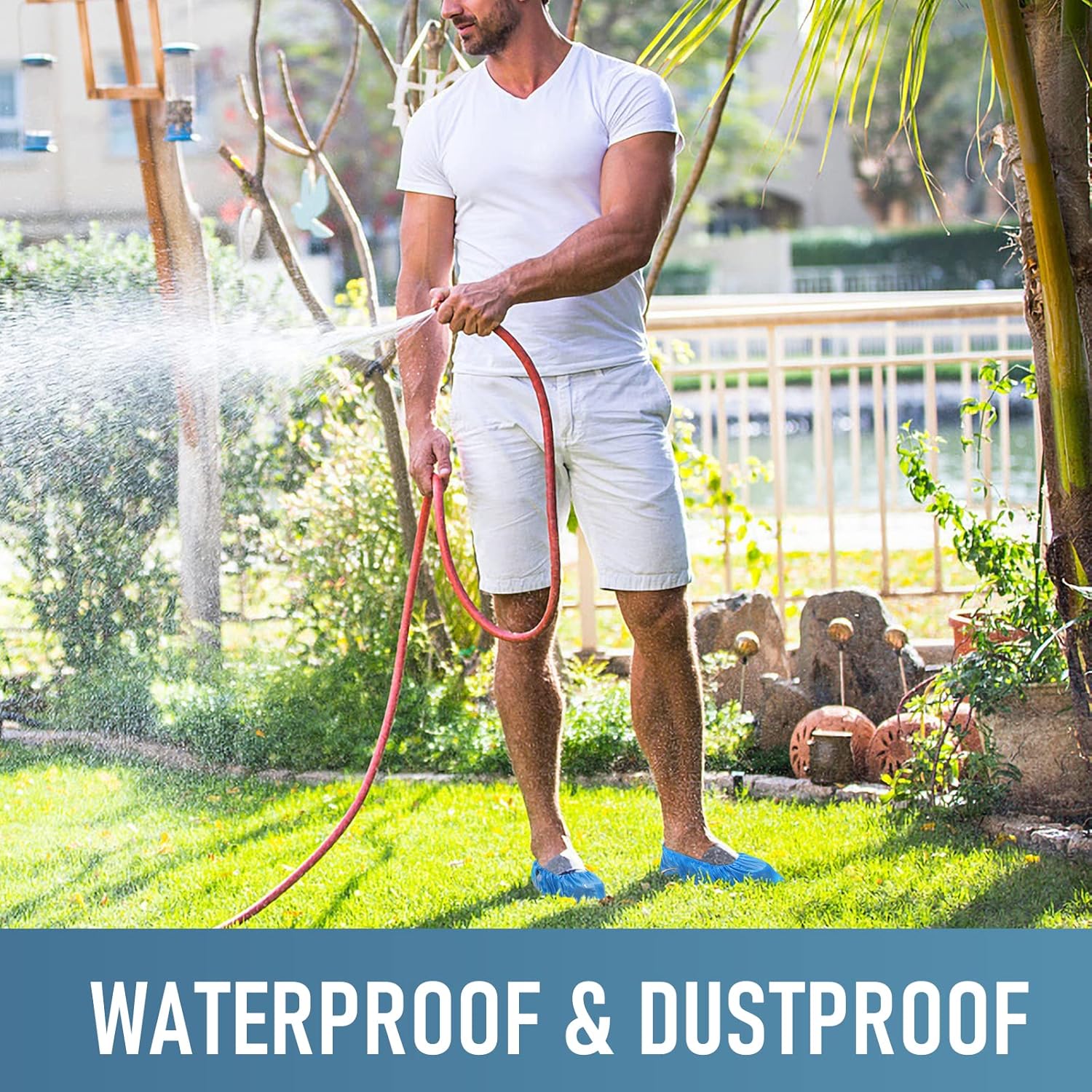 Disposable Non-Slip Shoe Covers - Pack of 100 (50 Pairs) | Waterproof, Recyclable Booties for Indoor & Outdoor Use | Fits Up to US Men’s Size 11, Women’s Size 13 - Ballimart