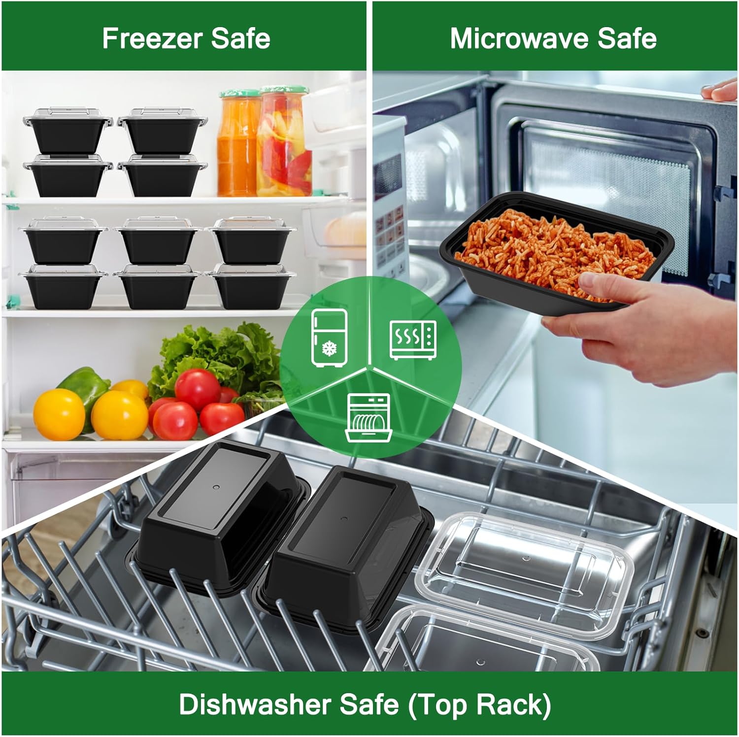 Dealusy 50 Pack (100-Piece) 24 oz Meal Prep Containers with Lids - Reusable, Leakproof, & Food Safe - Ballimart