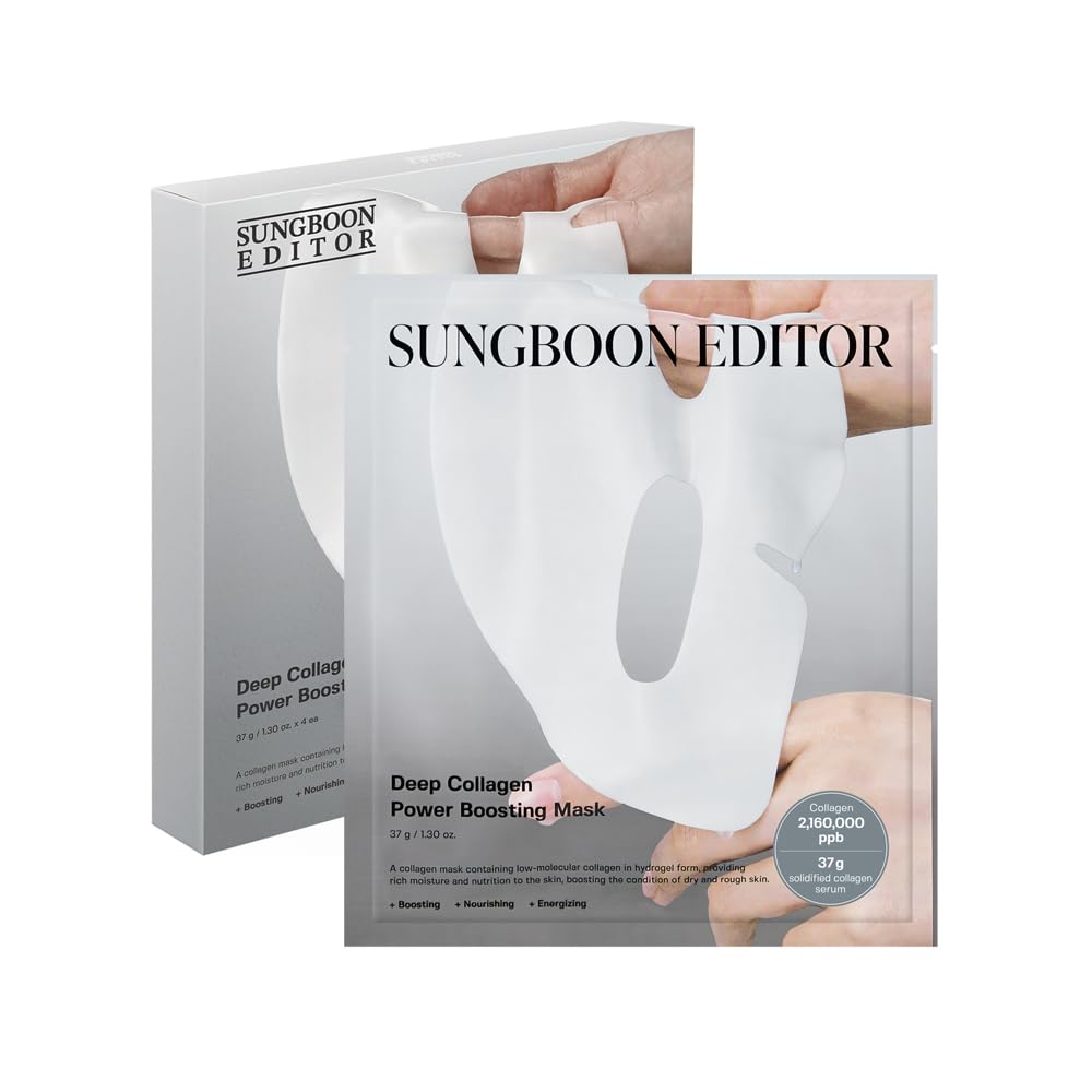 SUNGBOON EDITOR Deep Collagen Overnight Mask | Hydrating Korean Face Mask with 2,160,000PPB Collagen | Improves Elasticity &amp; Soothes Sensitive Skin | 37gx4ea
