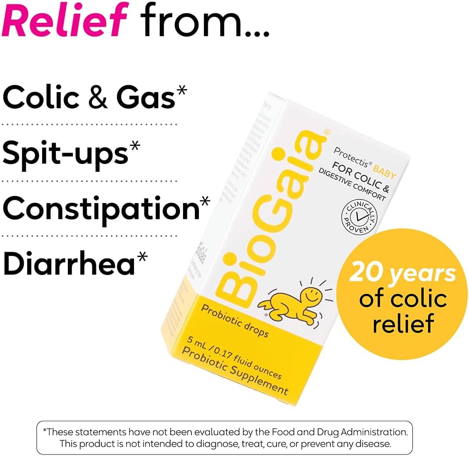 BioGaia Protectis Baby Probiotic Drops | Colic & Gas Relief for Newborns | Safe & Gentle Digestive Comfort | No Dairy, Soy, or Gluten | 5mL