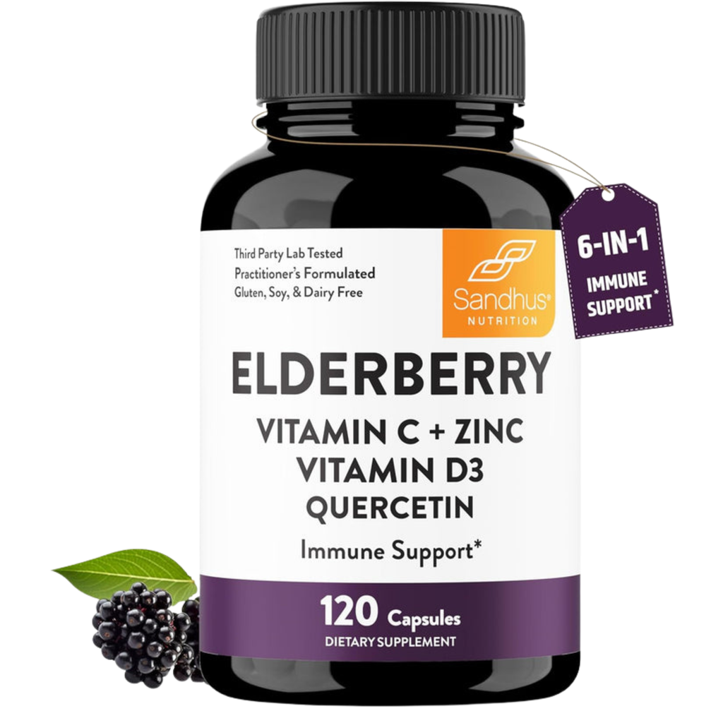 Elderberry Vitamin C & Zinc | Quercetin & Vitamin D3 | Immune Support Capsules for Adults | 2-Month Supply | Herbal Supplement for Men &amp; Women