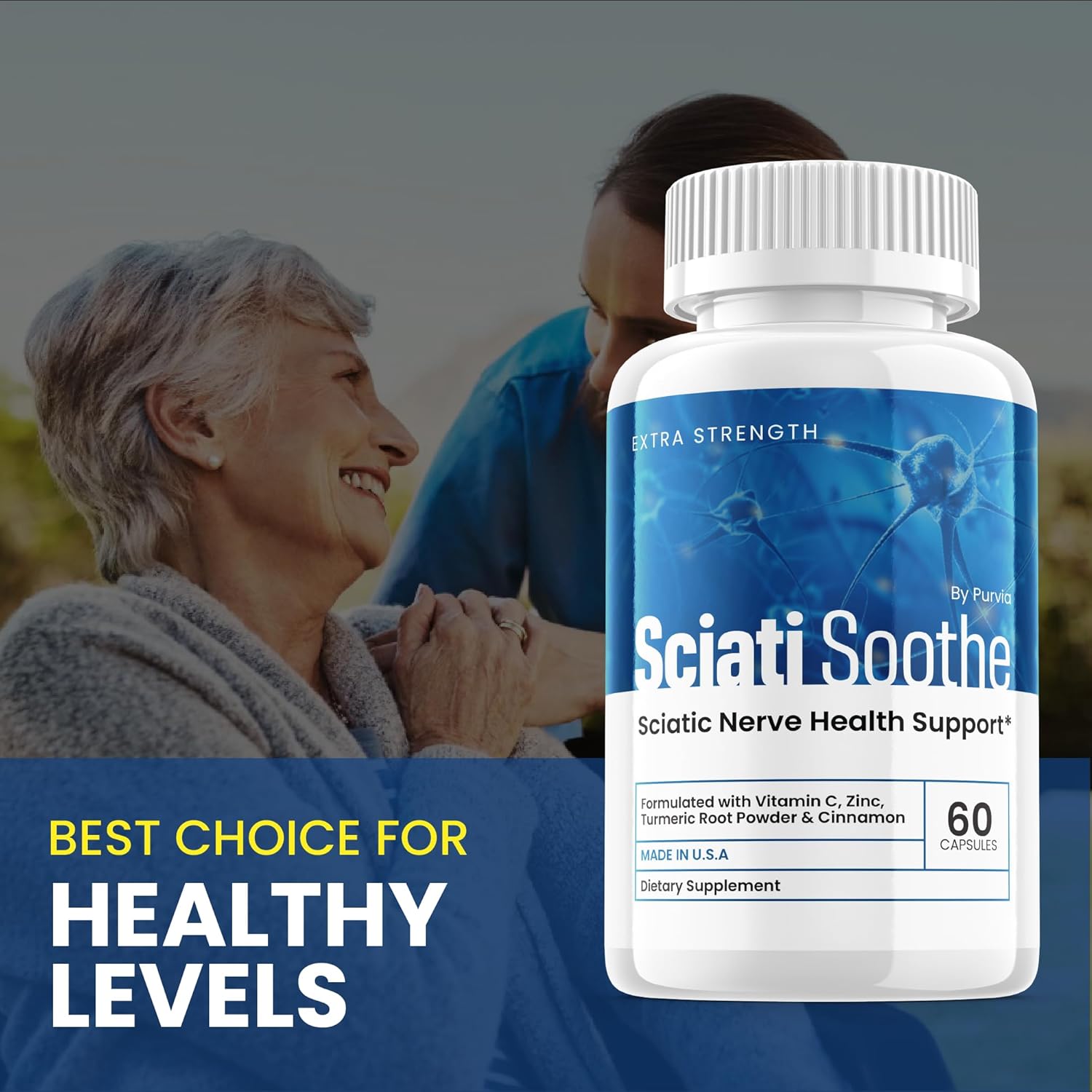 (2 Pack) Sciatisoothe Supplement for Sciatica - Advanced Nerve Health and Overall Wellness Support, Maximum Strength Formula, 120 Capsules, Made in USA