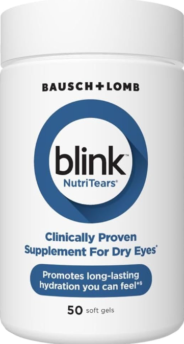 BLINK NutriTears Clinically Proven Supplement for Dry Eyes, 50 Softgels, Eye Care Supplement to Hydrate Eyes from Within for Long Lasting Relief You Can Feel