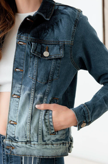 Face Graffiti Print Acid Wash Denim Jacket - Ballimart
