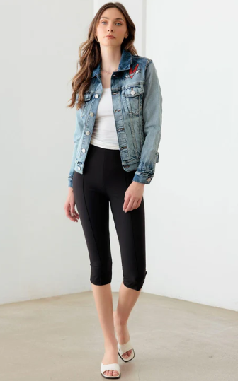 Face Graffiti Print Acid Wash Denim Jacket - Ballimart