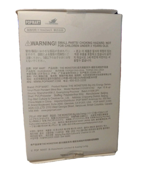 The Monsters Big into Energy Plush Labubu Popmart (1 Blind Box ) Mystery Figure