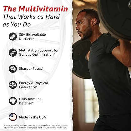 10X Health Optimize Methylated Multivitamin - 90 Capsules, 34 in 1 Formula with 800 mcg of Vitamin B12 - Methylated Multivitamin for Men & Women with 5-MTHF, NAC, Methyl B Complex - MTHFR Supplement