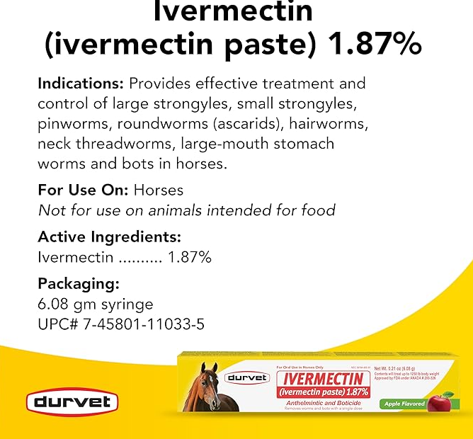 Ivermectin Paste Dewormer - 6.08g dose @ 1.87%-Apple Flavored, 3 Count