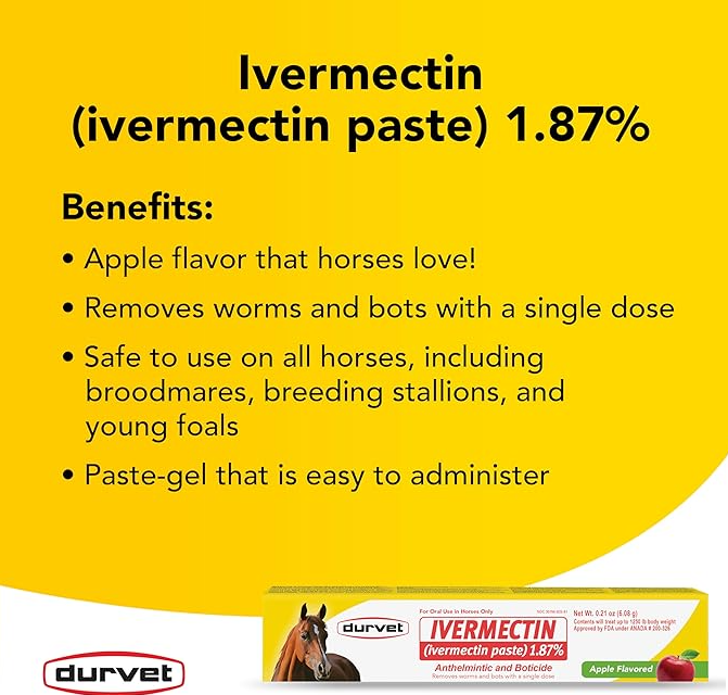 Ivermectin Paste Dewormer - 6.08g dose @ 1.87%-Apple Flavored, 3 Count