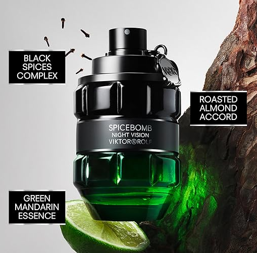 Viktor&Rolf - Spicebomb Nightvision Eau de Toilette - Warm, Spicy & Fresh - Cologne for Men - with Notes of Bergamot Citrus, Black Spices & Rosemary