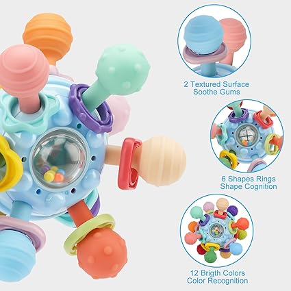"TOHIBEE Baby Montessori Sensory Teething Toy - Multi-Sensory Developmental Toy for Babies 0-18 Months, Teether, Rattle, and Fun Learning Toy for Newborns"
