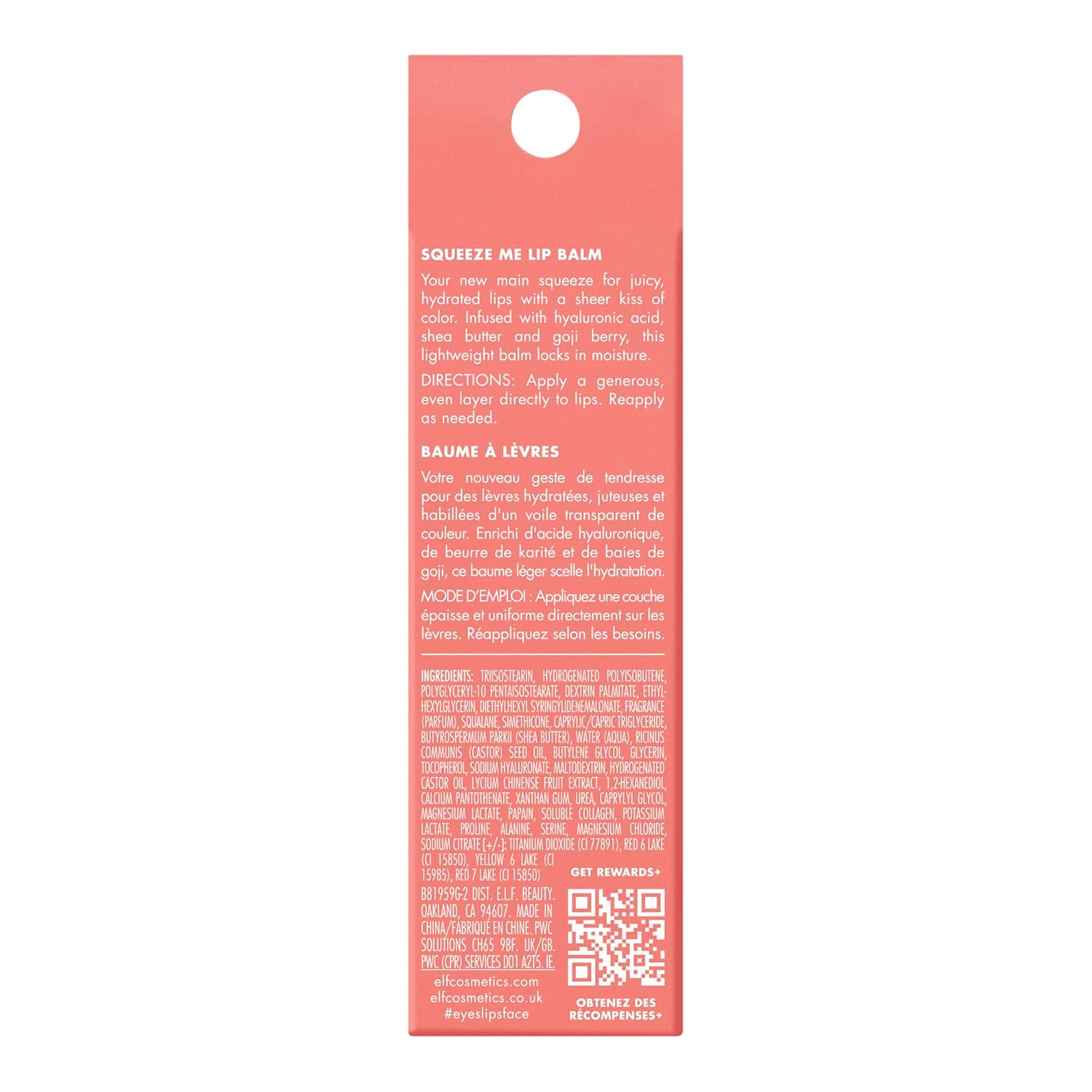 e.l.f. Squeeze Me Lip Balm - Strawberry | Moisturizing Sheer Tint with Hyaluronic Acid, Vegan & Cruelty-Free - Ballimart
