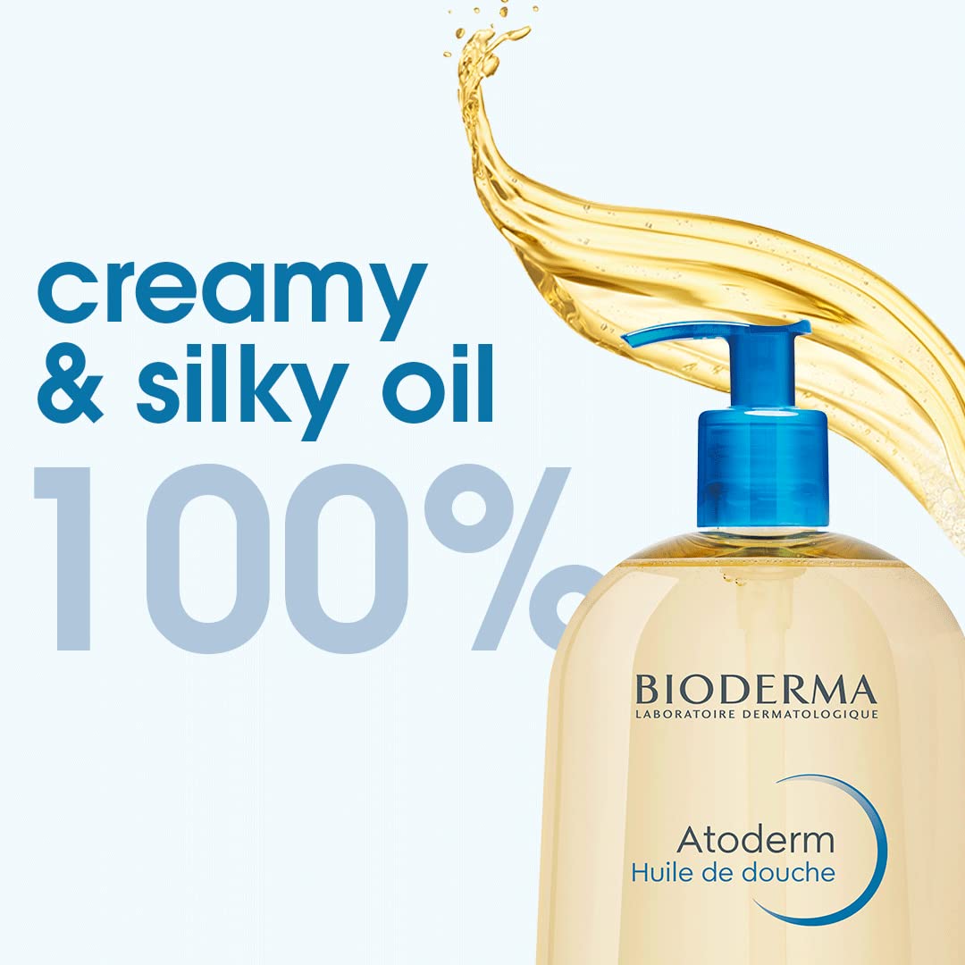 Bioderma Atoderm Cleansing Shower Oil – Nourishing, Anti-Irritation Cleansing Oil for Face & Body, Ideal for Dry to Sensitive Skin, 24hr Hydration