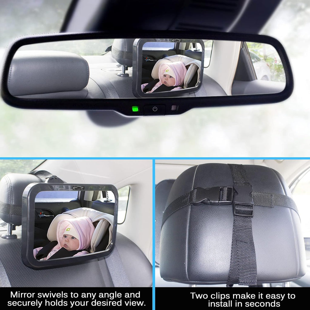 Shynerk Baby Car Mirror – Rear-Facing Infant Seat Safety Mirror | Wide Crystal-Clear View, 360° Rotation, Shatterproof & Crash-Tested