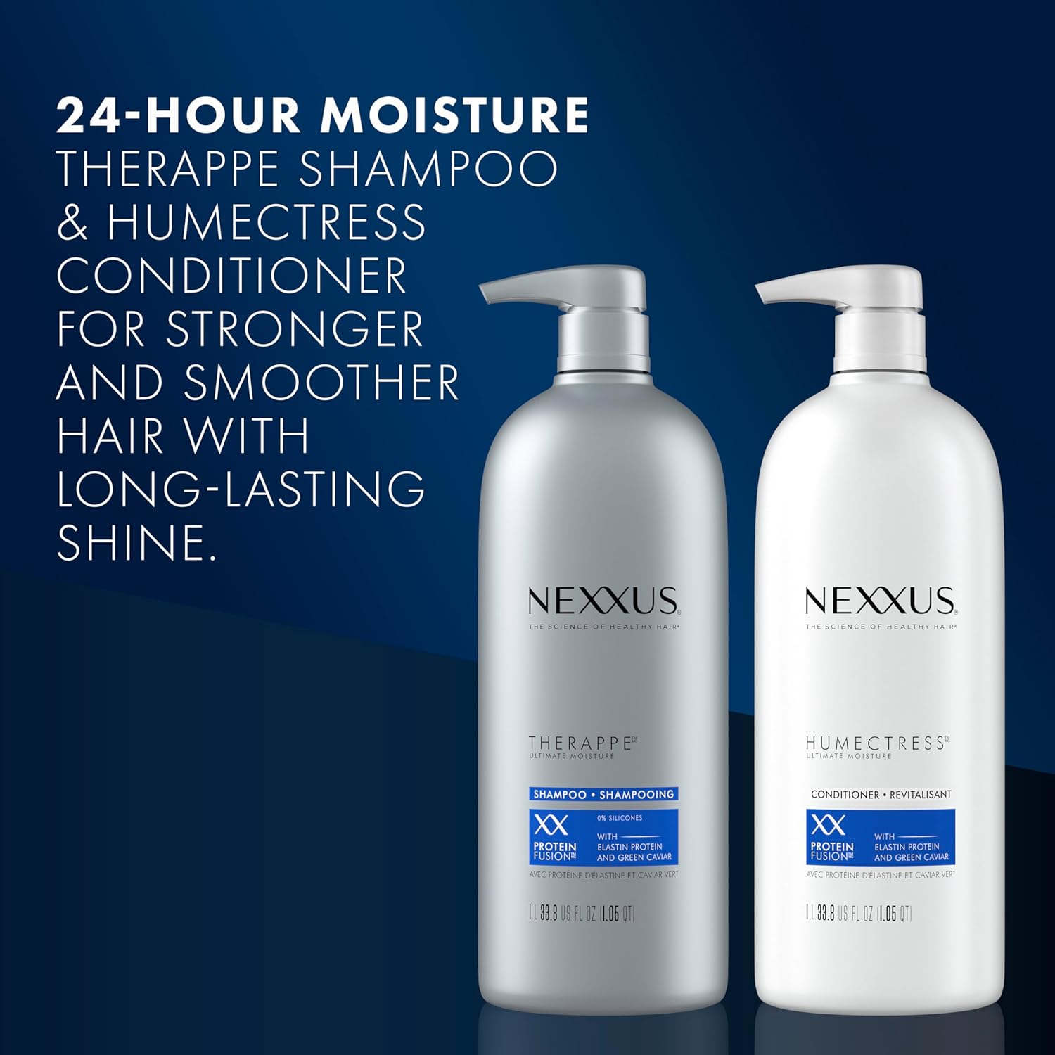 Nexxus Therappe & Humectress Shampoo and Conditioner Duo – 33.8 oz | Moisturizing for Dry Hair, Silicone-Free with Caviar Complex & Elastin Protein