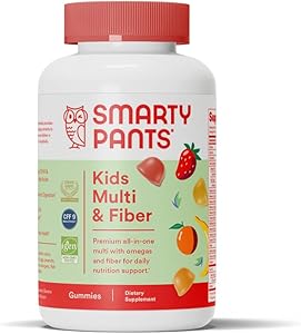 SmartyPants Kids Multivitamin Gummies with Fiber | Omega 3 Fish Oil (EPA/DHA), Vitamin D3, C, B12, B6, Zinc | 120 Count, 30-Day Supply | Delicious Lemon, Orange, & Strawberry Banana Flavors