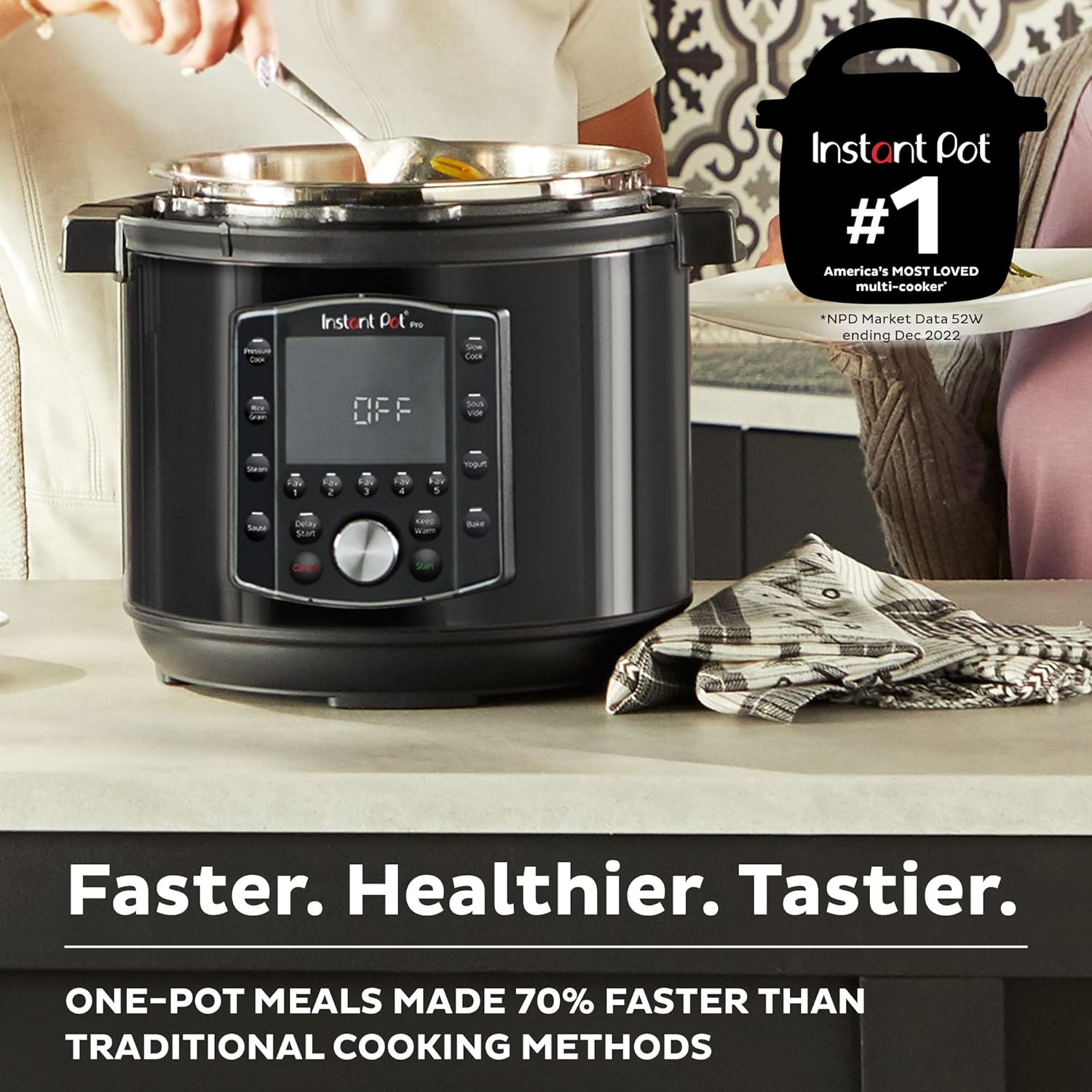 Instant Pot Pro 10-in-1 Pressure Cooker | Slow Cooker, Rice Cooker, Steamer, Sauté, Sous Vide, Yogurt Maker, & More | 6 Quart | Includes 800+ Recipe App | Black