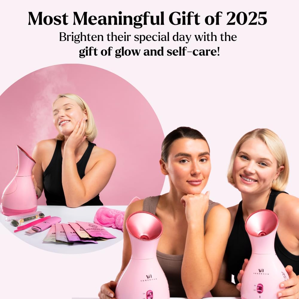 Facial Steamer Spa Kit with 17 Complimentary Skin Care Tools | Face Steamer for Deep Cleaning, Towel Warmer, & Humidifier Mode | Self-Care & Spa Gifts for Women