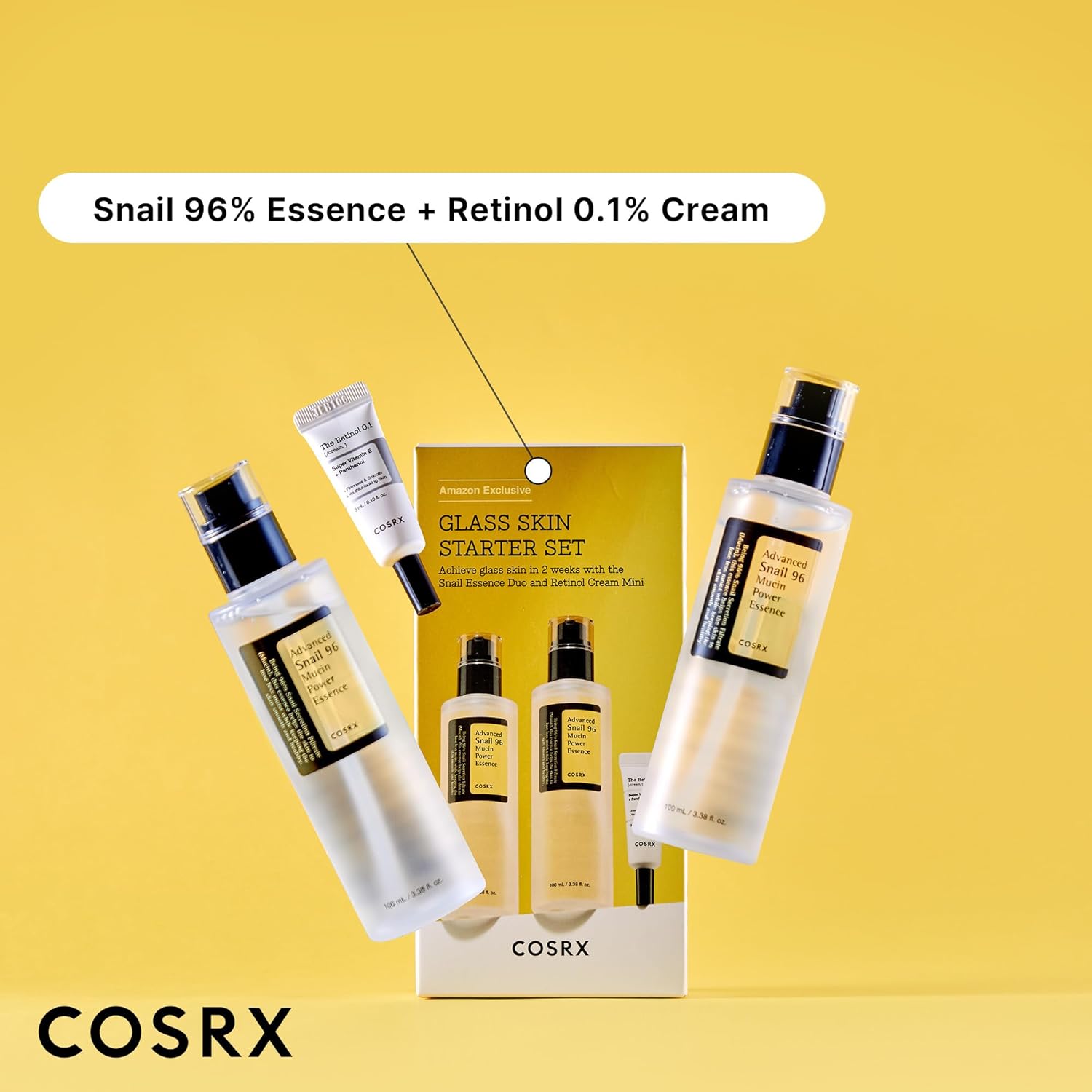 COSRX Glass Skin Starter Set – Snail Mucin Essence & Retinol Cream Mini | Hydrating & Firming Korean Skincare Kit