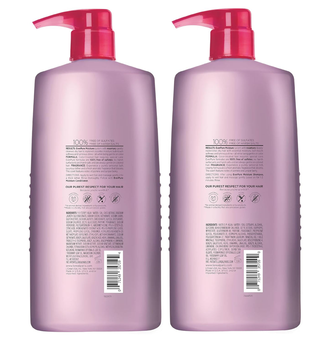L'Oreal Paris EverPure Moisture Sulfate-Free Shampoo & Conditioner Set with Rosemary Botanicals for Color-Treated Hair, 1 Kit