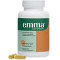Supplement bottle labeled 'emma' with capsules on a white background