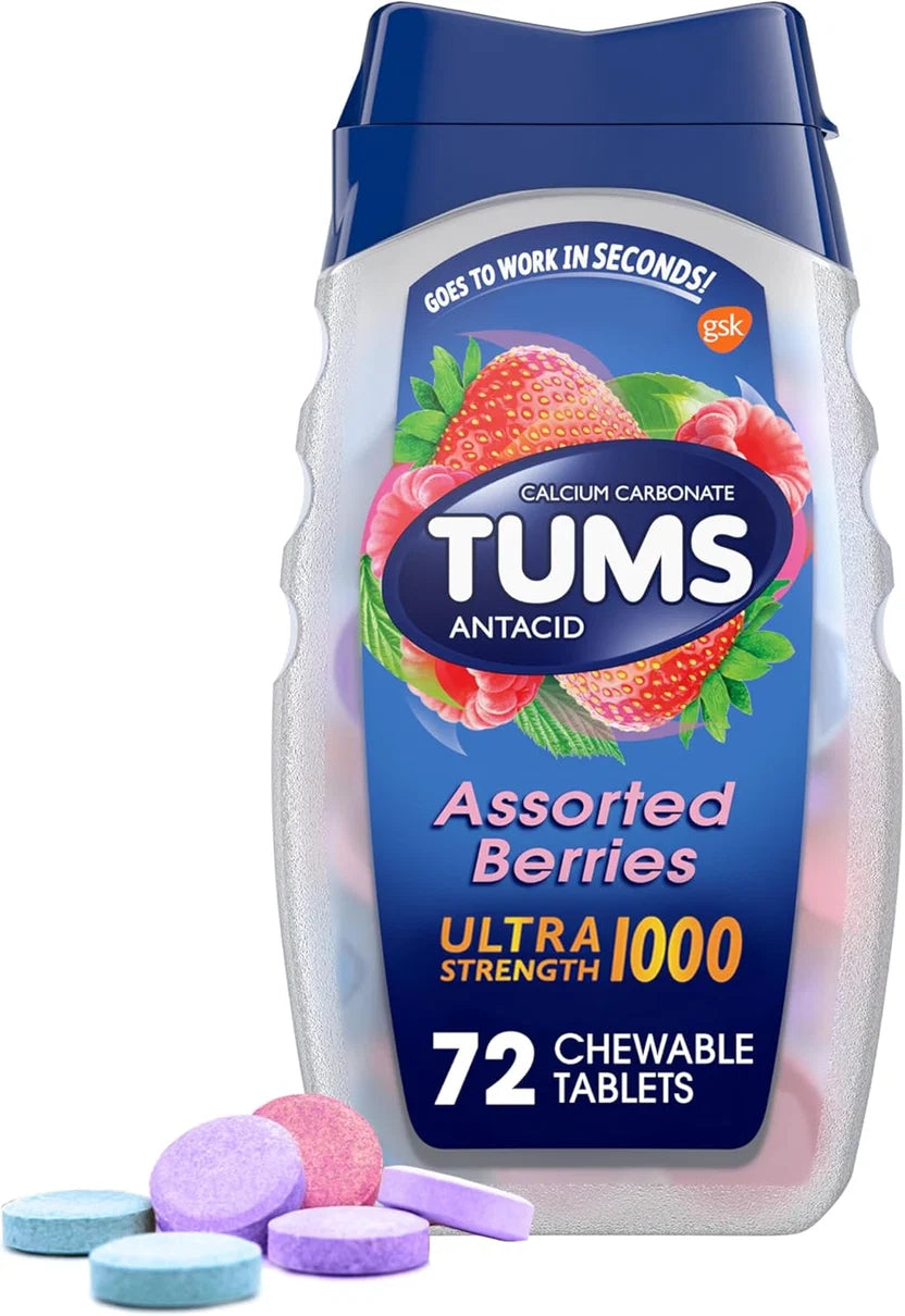 TUMS Ultra Strength Chewable Antacid Tablets – Assorted Berries, 72ct