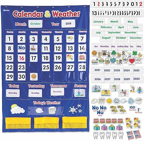 Learning Resources Calendar & Weather Pocket Chart Engage Kids with Interactive Learning Tools