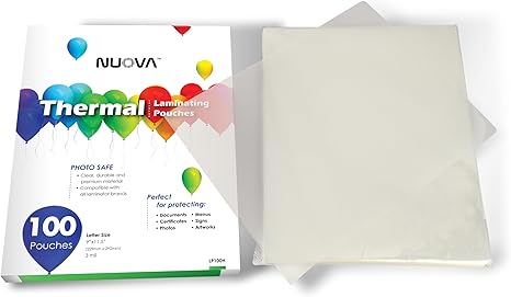 Nuova Premium Thermal Laminating Pouches - 9" x 11.5", Letter Size, 3 Mil, 100 Pack | Clear, Durable, Photo-Safe Protection for Documents & Photos