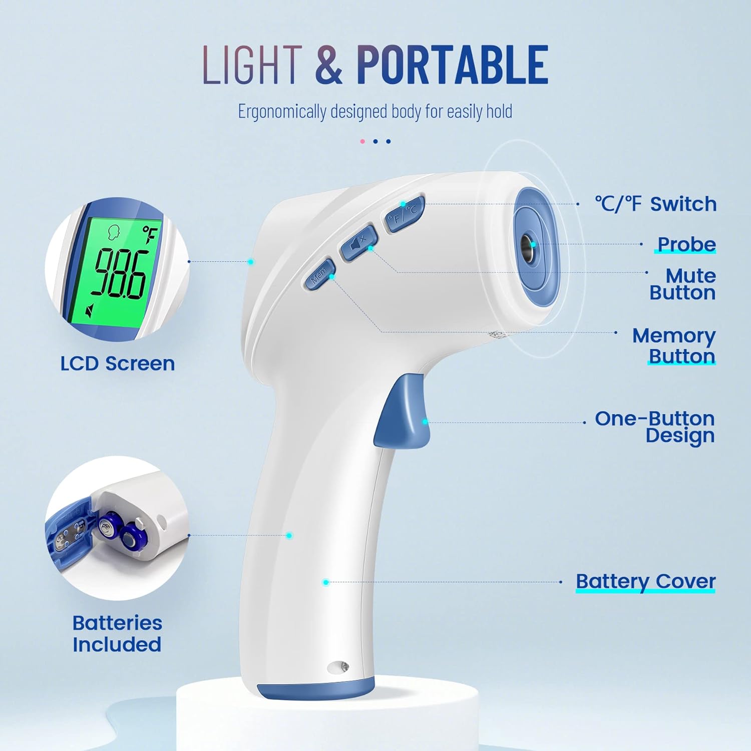 Digital Forehead Thermometer for Adults & Kids - Infrared, No-Contact, Fast & Accurate, Fever Alarm, FSA/HSA Eligible - Ballimart