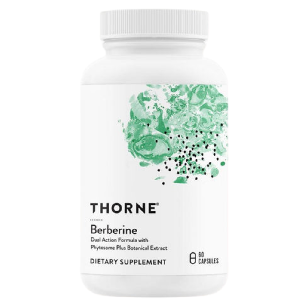 Thorne Berberine dietary supplement bottle on a white background
